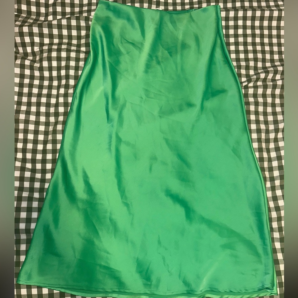 Rachel Zoe Green Satin Skirt